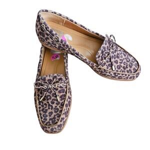 Women's Dolce Vita DV Modern Boat Shoes Leopard Print Slip On Loafers Bow 8.5
